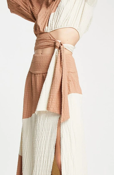 Shop Asos Design Colorblock Maxi Skirt In Pink