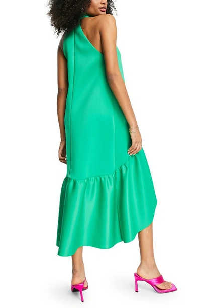 Asos Design Trapeze Halter Midi Dress In Mid Green