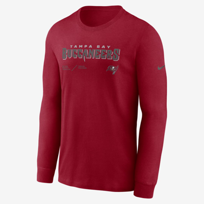 Shop Nike Men's Dri-fit Infograph Lockup (nfl Tampa Bay Buccaneers) Long-sleeve T-shirt In Red