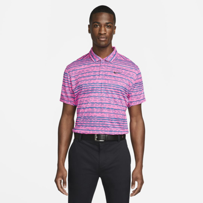 Nike Dri-fit Adv Tiger Woods Men's Striped Golf Polo In Pink  Prime,black,black | ModeSens