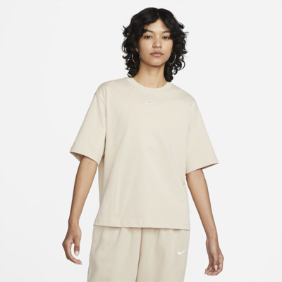 Shop Nike Sportswear Essentials Women's Boxy T-shirt In Sanddrift,white