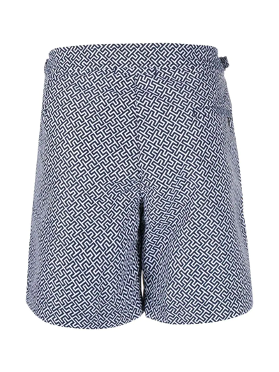 Shop Orlebar Brown Geometric Print Swim Shorts In Blue