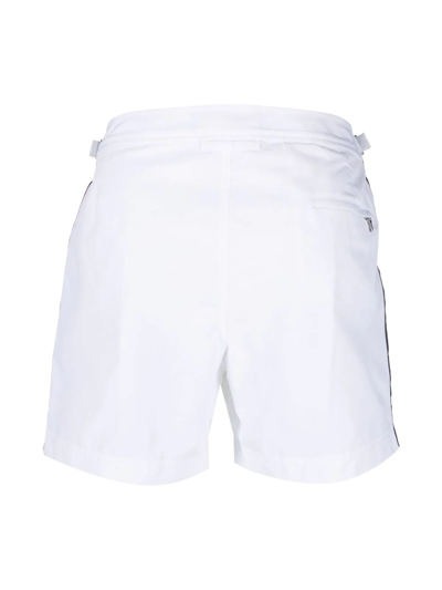 Shop Orlebar Brown Side-strap Swim Shorts In White