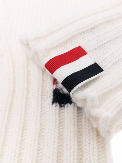 Shop Thom Browne Chunky-knit Fingerless Gloves In White