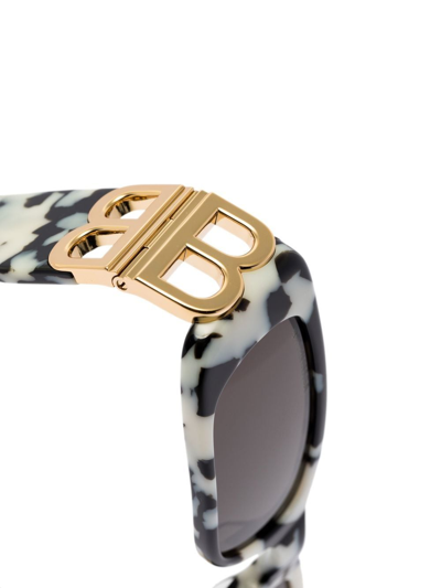 Shop Balenciaga Dynasty Rectangular-frame Sunglasses In Nude