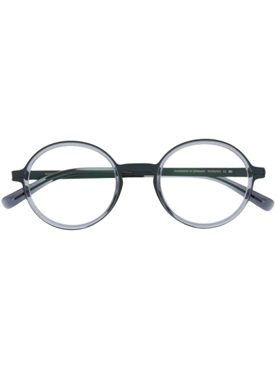 Shop Mykita Matte-finish Round-frame Glasses In Grey