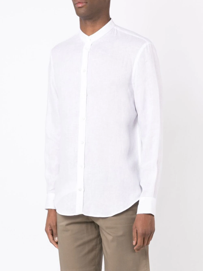 Shop Emporio Armani Band-collar Button-up Shirt In Weiss
