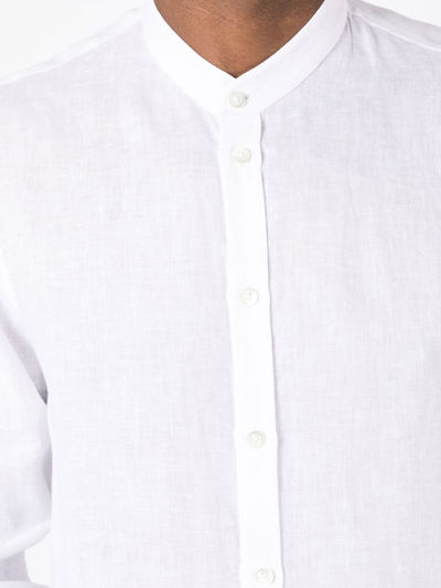 Shop Emporio Armani Band-collar Button-up Shirt In Weiss