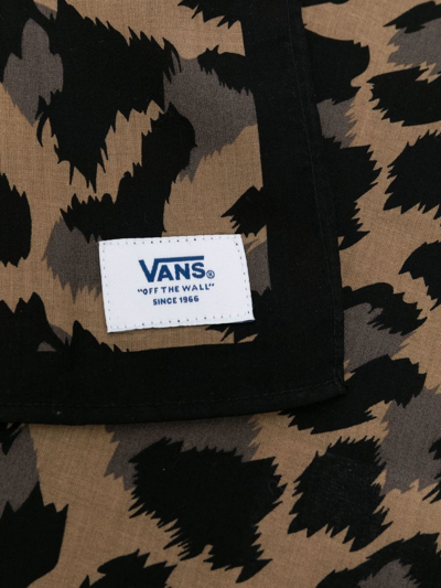 Shop Vans Logo-patch Leopard-print Scarf In Braun