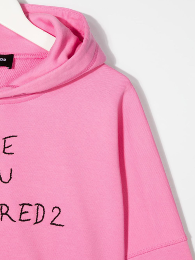 Shop Dsquared2 Embroidered-logo Hoodie In Pink