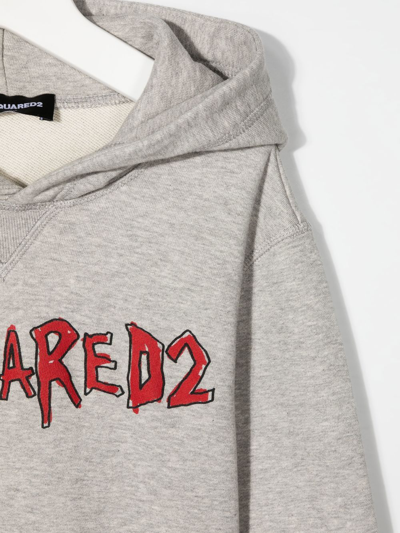 Shop Dsquared2 Logo-print Long-sleeve Hoodie In Grey