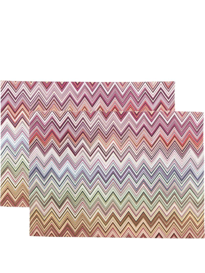 Shop Missoni Zigzag-print Placemats (set Of Two) In Red