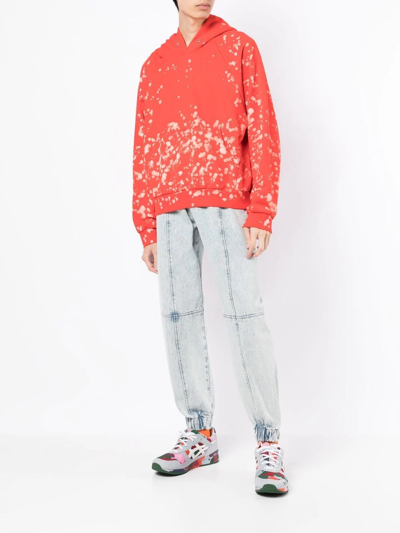 Liberal Youth Ministry Bleached Cotton-jersey Hooded Sweatshirt In Rot