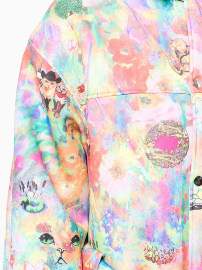 Shop Liberal Youth Ministry Floral-cat Print Trench Coat In Mehrfarbig