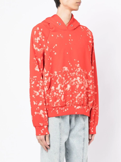 Liberal Youth Ministry Bleached Cotton-jersey Hooded Sweatshirt In Rot