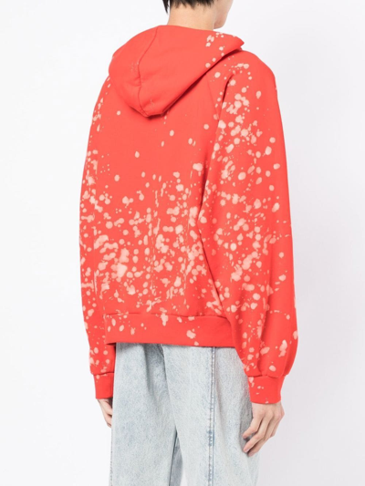 Liberal Youth Ministry Bleached Cotton-jersey Hooded Sweatshirt In Rot