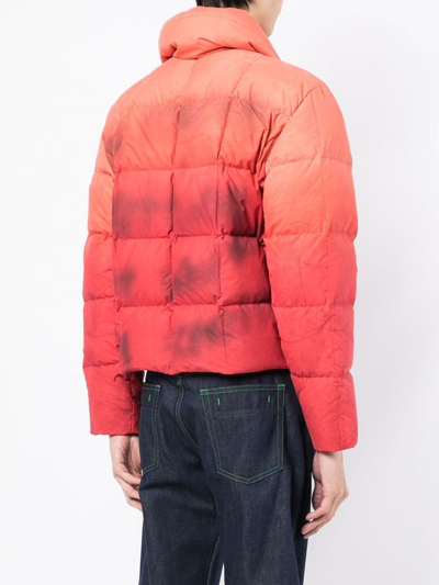 Erl Distressed Padded-shell Down Jacket In Orange