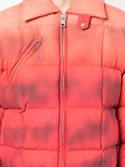 Erl Distressed Padded-shell Down Jacket In Orange