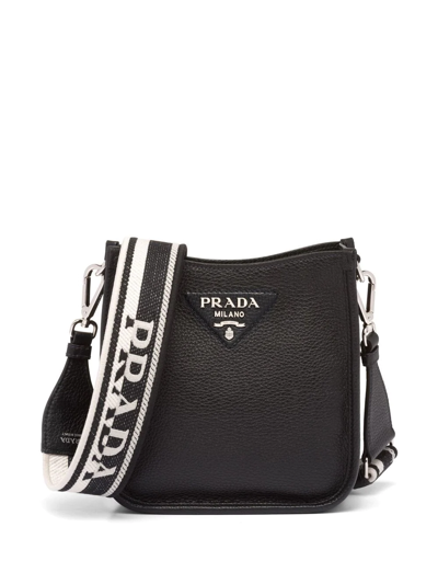 Shop Prada Mini Logo-embellished Shoulder Bag In Black