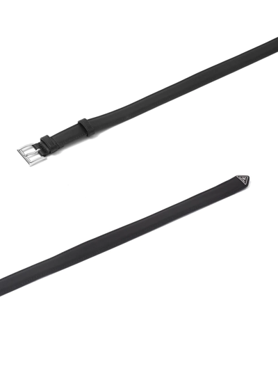 Prada Womens Black Logo-embellished Leather Belt In Black