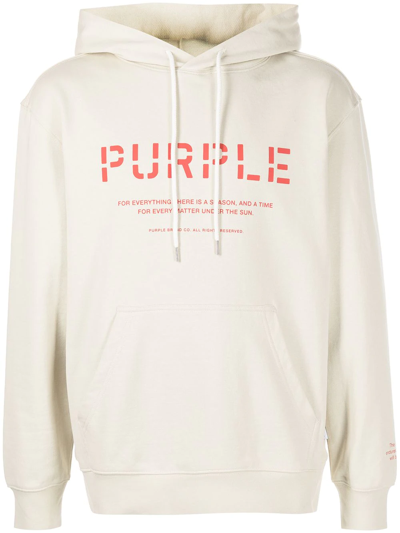 Purple Brand Stencil Logo-print Hoodie In Neutrals