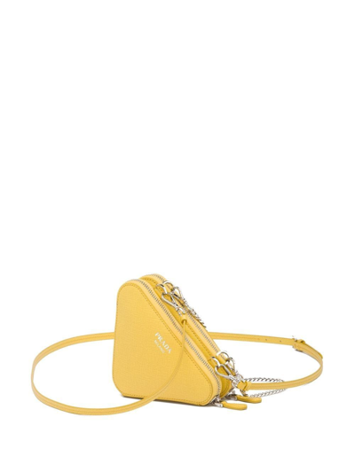 Shop Prada Mini Triangle Crossbody Bag In Yellow