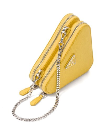Shop Prada Mini Triangle Crossbody Bag In Yellow