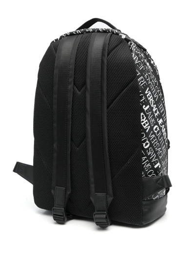 Shop Versace Jeans Couture All-over Logo-print Backpack In Black