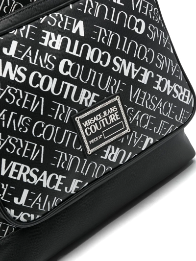 Shop Versace Jeans Couture All-over Logo-print Backpack In Black
