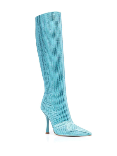 Liu •jo Crystal-embellished Pointed-toe Boots In Blue