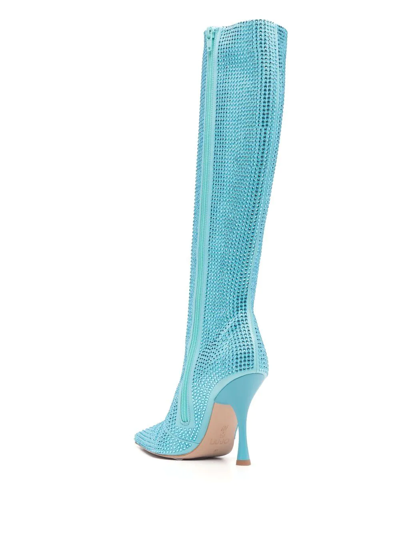 Liu •jo Crystal-embellished Pointed-toe Boots In Blue
