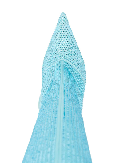 Liu •jo Crystal-embellished Pointed-toe Boots In Blue