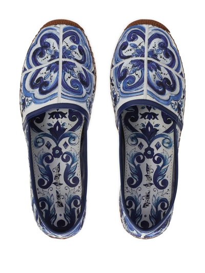 Shop Dolce & Gabbana Tile-print Espadrilles In Blue