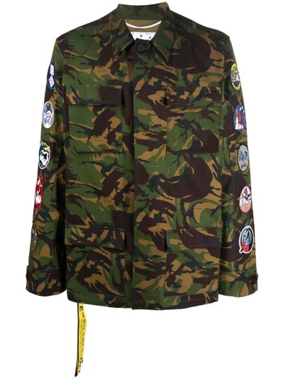 Shop Off-white Camouflage Field Jacket In Grün