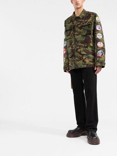 Off-white Green Camou Patch Field Jacket In Grün