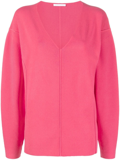 Shop Helmut Lang V-neck Puff-sleeve Jumper In Pink