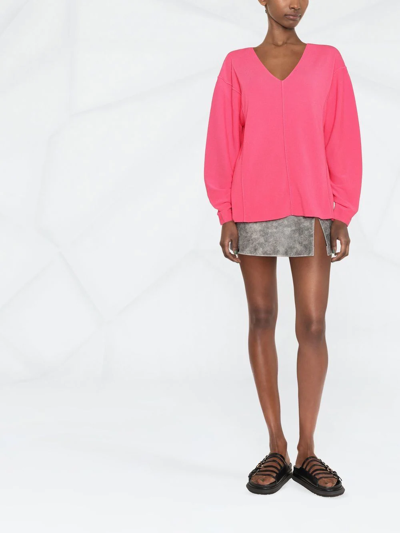 Shop Helmut Lang V-neck Puff-sleeve Jumper In Pink