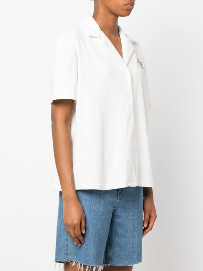 Shop Etre Cecile Embroidered-logo Short-sleeve Shirt In White