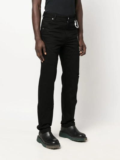 Shop Heliot Emil Cut-out Straight-leg Jeans In Black
