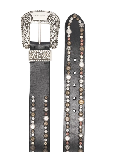 Golden Goose Leather Decorative-buckle Belt In Black