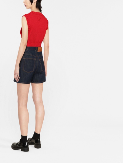 Shop Alexander Mcqueen Denim Skirt Shorts In Blau