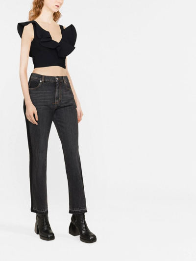 Shop Alexander Mcqueen High-waist Bootcut Jeans In Schwarz