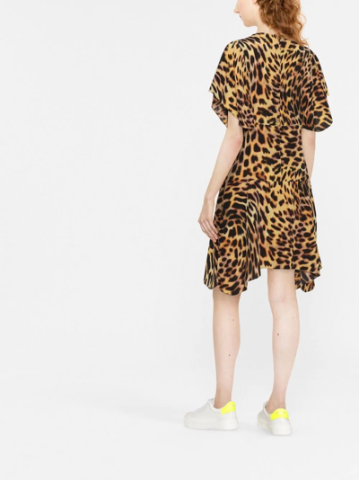 Shop Stella Mccartney Leopard-print Silk Flounce Dress In Nude