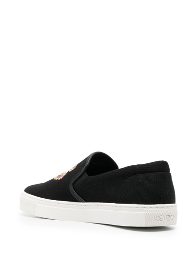 Shop Kenzo Tiger Embroidered Low-top Sneakers In Schwarz