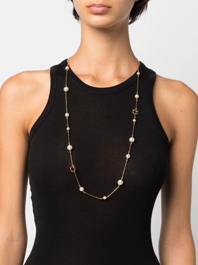Ferragamo Bead-detail Rolo-chain Necklace In Gold