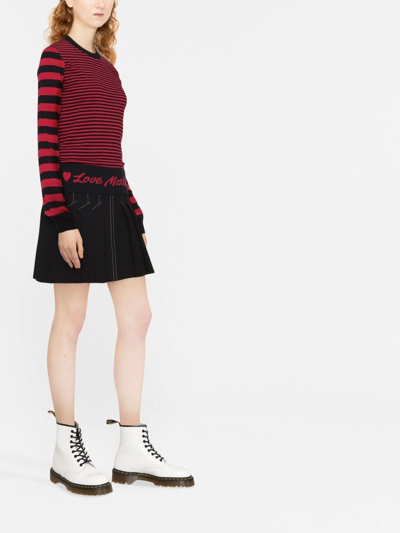 Shop Love Moschino Intarsia-logo Striped Jumper In Pink