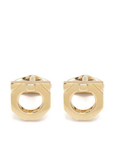 Shop Ferragamo Logo-plaque Cufflinks In Gold