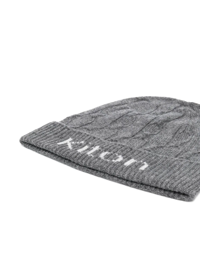 Shop Kiton Intarsia-knit Logo Cashmere Beanie In Grau