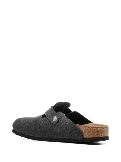 Birkenstock Boston Buckled Wool-felt Backless Loafers In Grau