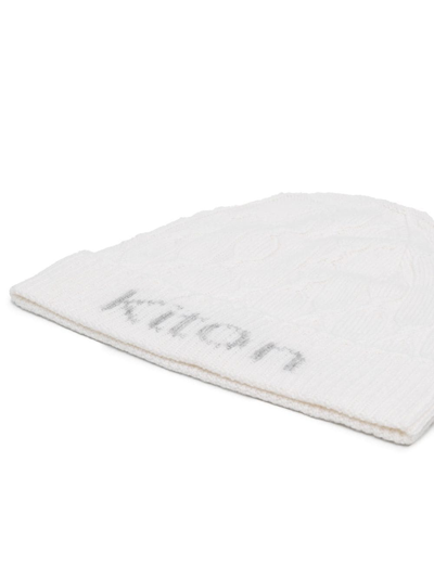 Shop Kiton Intarsia-knit Logo Cashmere Beanie In Weiss